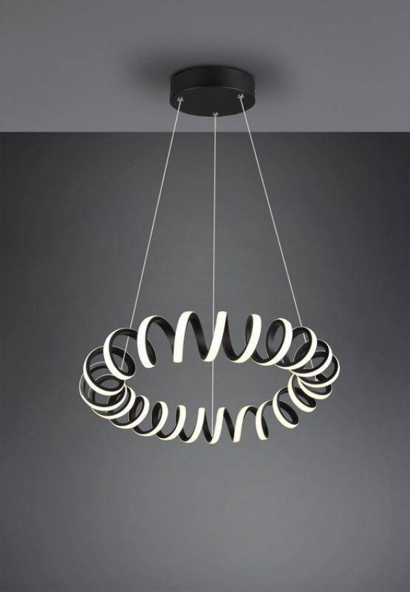 Lampa wisząca Trio CURL Ściemnialne za pośrednictwem typowego łącznika ściennego czarna nowoczesna Led