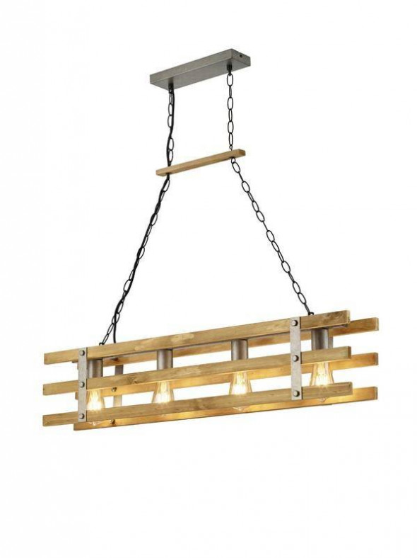Lampa wisząca Trio KHAN antyczny nikiel drewna nowoczesna