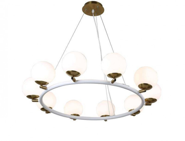 Lumina Deco Modica W10 nowoczesna biało-mosiężna lampa wisząca