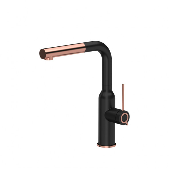 Quadron Angelina Q Line Pull out SteelQ bateria kuchenna z wyciąganą wylewką pure carbon mat miedź