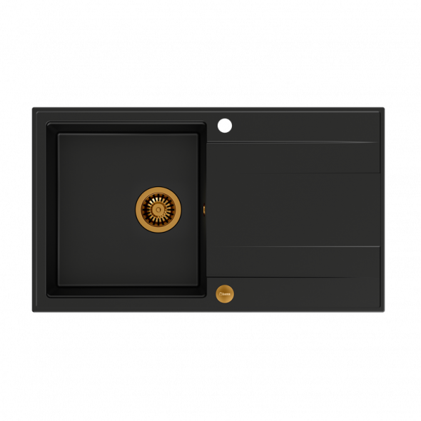 Quadron Evav 111 GraniteQ czarny mat zlew z miedzianymi odpływami HCQE8650U7_PVDC1