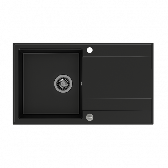 Quadron Evav 111 GraniteQ czarny mat zlew ze stalowymi odpływami HCQE8650U7_BS