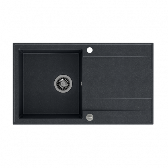 Quadron Evav 111 GraniteQ czarny metalik zlew ze stalowymi odpływami HCQE8650U8_BS