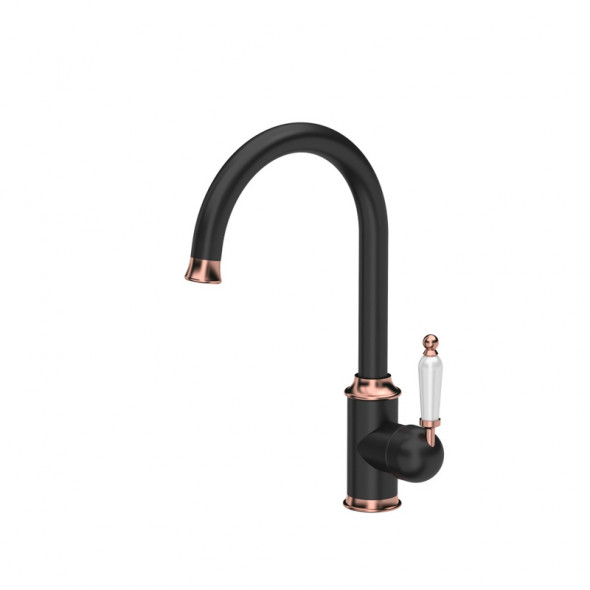 Quadron Rachel Q LINE bateria kuchenna retro czarny mat miedziany