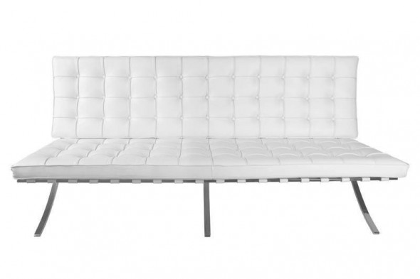 Sofa BA3 3 osobowa, biała skóra naturalna