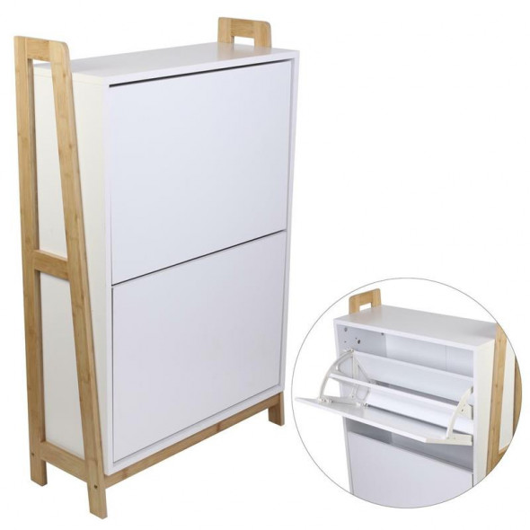 Szafka na buty Kopenhaga biała/naturalna