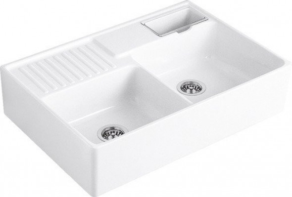 Zlew ceramiczny Villeroy & Boch Sink Unit R1 Weiss Alpin błyszczący zlew farmerski wyjątkowo odporny w codziennym użytkowaniu