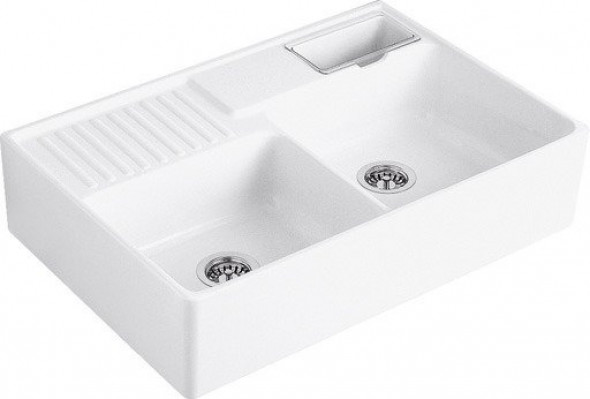 Zlew ceramiczny Villeroy & Boch Sink Unit RW Stone White biały matowy zlew farmerski wyjątkowo odporny w codziennym użytkowaniu