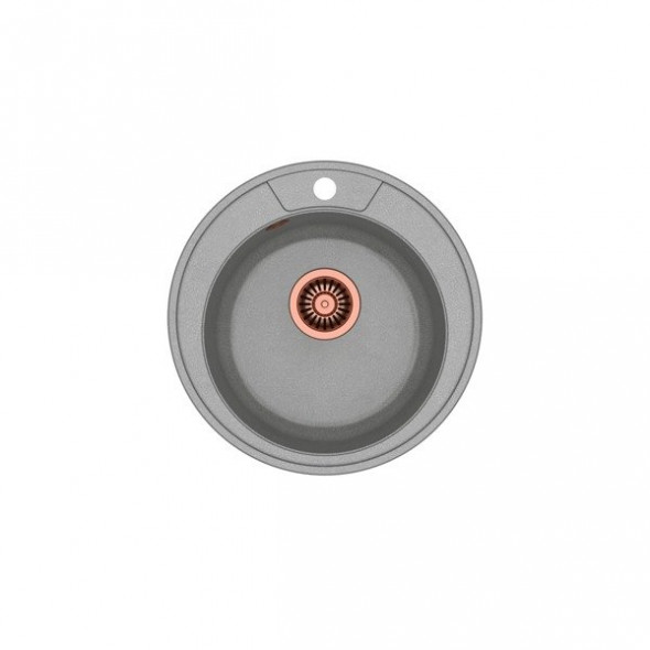 Quadron Morgan 210 zlew granitowy szarny z miedzianym syfonem