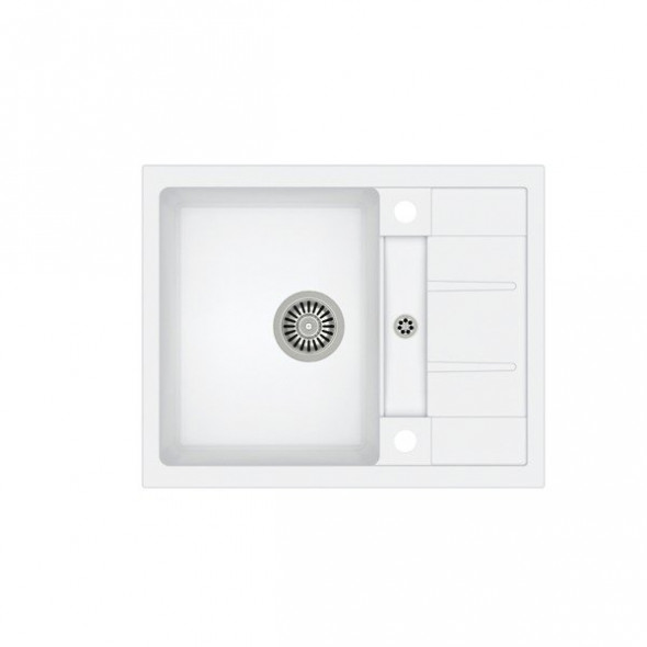 Quadron Morgan 116 zlew granitowy biały ze stalowym syfonem