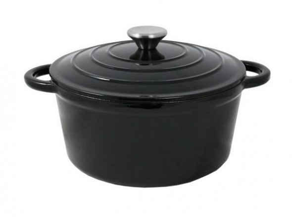 Garnek żeliwny OPA z pokrywką 3,8 l czarny --- OFICJALNY SKLEP OPA
