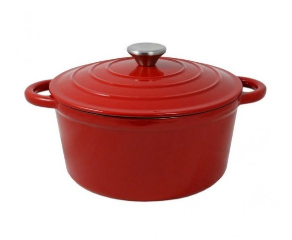 Garnek żeliwny OPA z pokrywką 3,8 l czerwony --- OFICJALNY SKLEP OPA