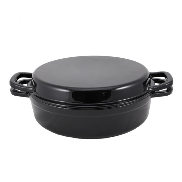 Garnek żeliwny OPA  z pokrywką do grillowania 28 cm, czarny --- OFICJALNY SKLEP OPA