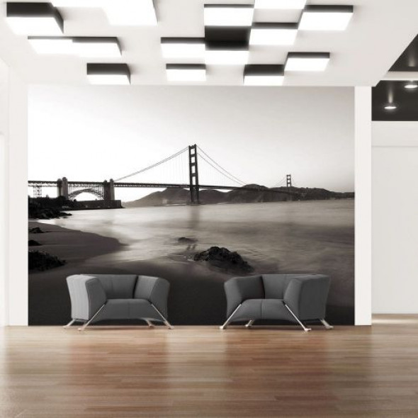 Fototapeta - San Francisco: Most Golden Gate w czerni i bieli