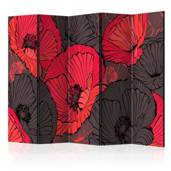 Parawan 5-częściowy - Plisowane maki [Room Dividers]