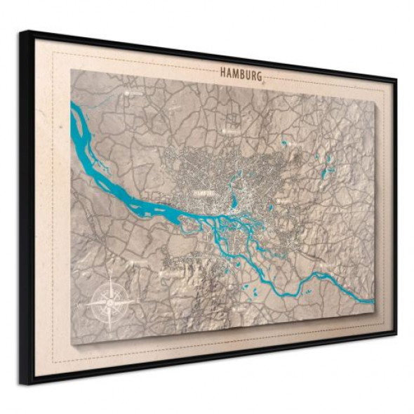 Plakat - Mapa reliefowa: Hamburg