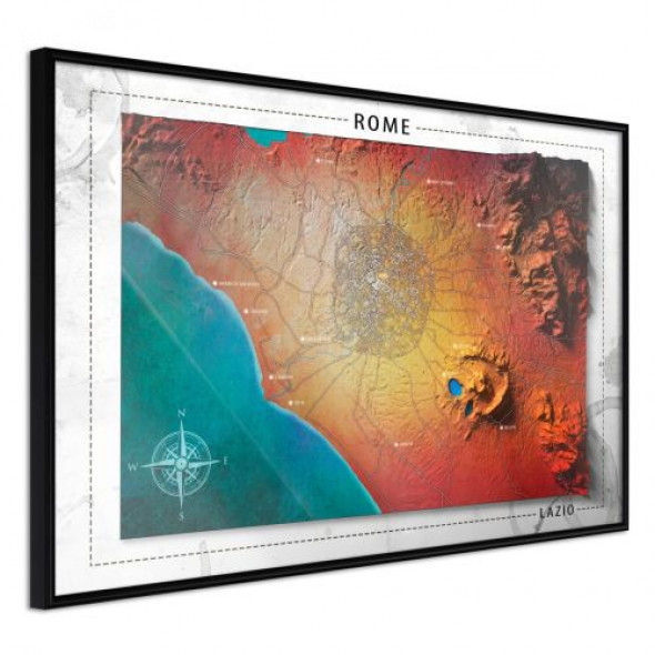 Plakat - Mapa reliefowa: Rzym