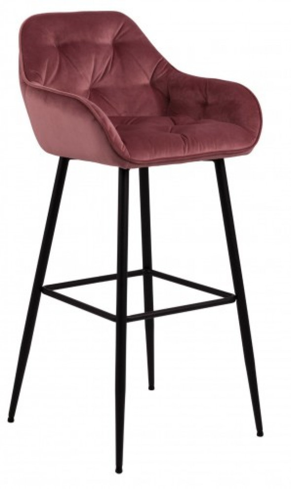 Aksamitny pikowany stołek barowy Brooke bordowy