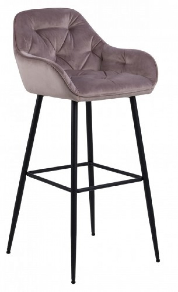Aksamitny pikowany stołek barowy Brooke różowy