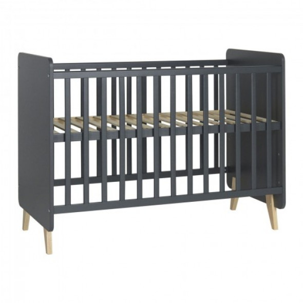 Antracytowe łóżeczko niemowlęce Quax Loft 120x60