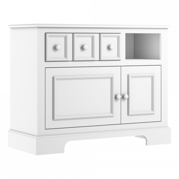 Biała elegancka komoda dziecięca z szafkami
