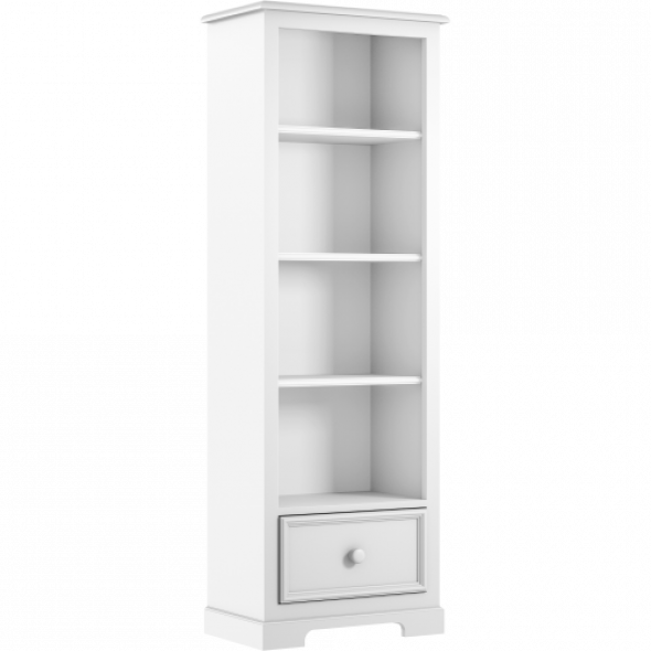 Biały klasyczny regał z szufladą