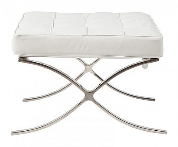 Biały Podnóżek Skóra Naturalna Insp. Projektem Barcelona