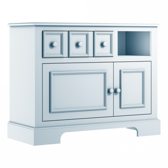 Błękitna elegancka komoda dziecięca z szafkami