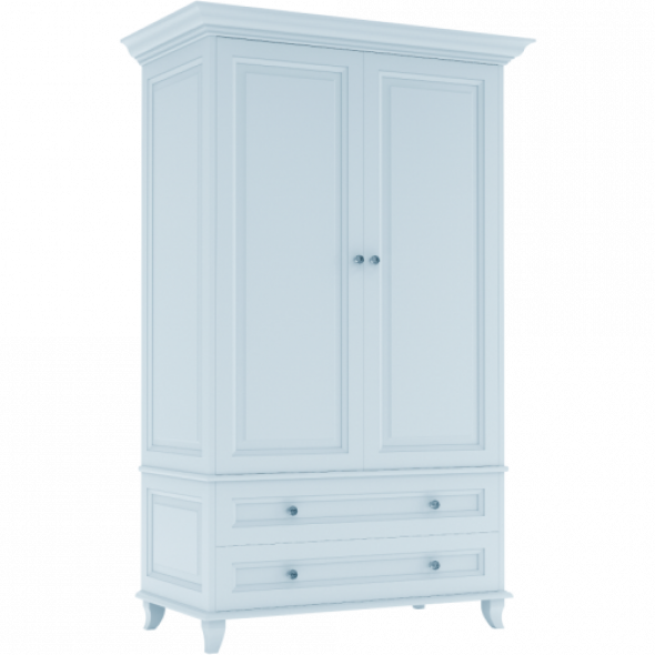 Błękitna szafa Glamour z frezowaniami i 2 dolnymi szufladami