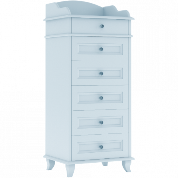 Błękitna wysoka komoda dziecięca Glamour z szufladami