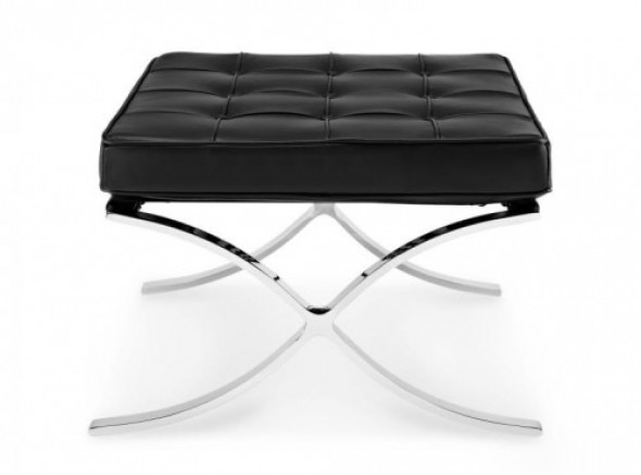 Czarny Podnóżek Skóra Naturalna Insp. Projektem Barcelona