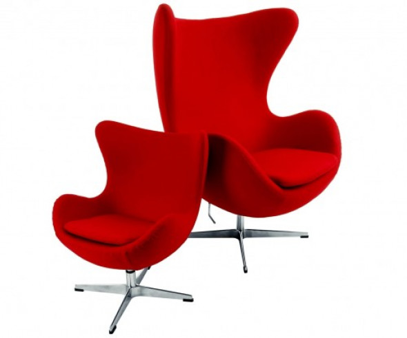 Czerwony Fotel dziecięcy Wełna Naturalna Inspirowany Projektem Egg Chair