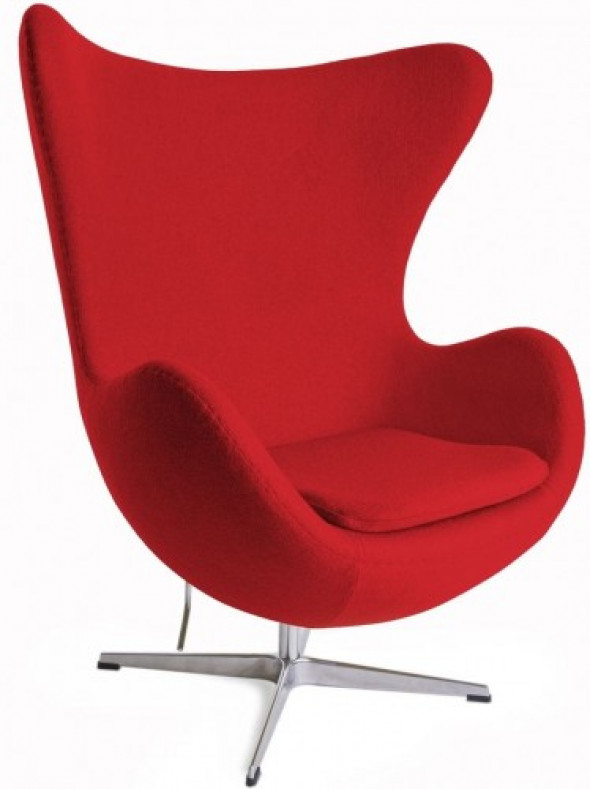 Czerwony Fotel JAJO Wełna Naturalna Inspirowany Projektem Egg Chair