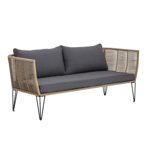 Elegancka sofa ogrodowa brązowy antracytowa poduszka Mundo