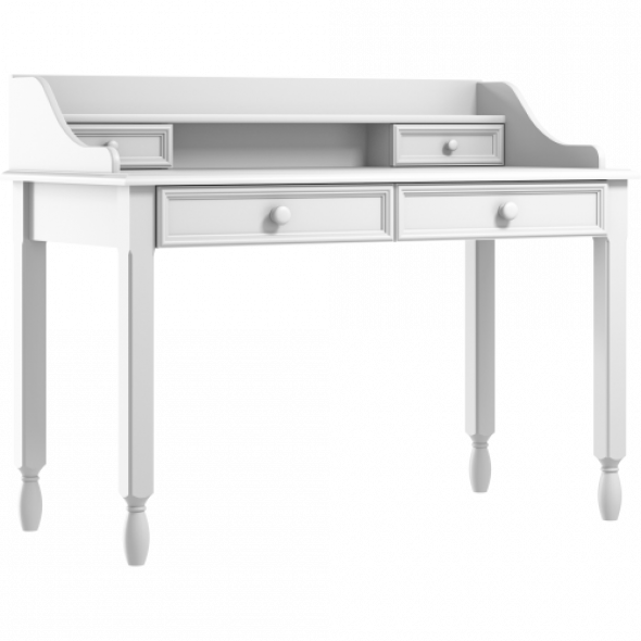 Eleganckie biurko z szufladami i nadstawką białe