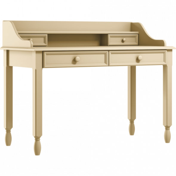 Eleganckie biurko z szufladami i nadstawką kremowe