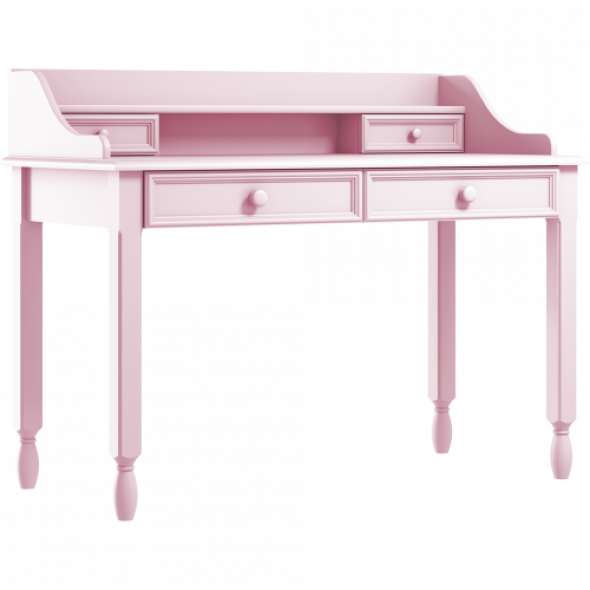 Eleganckie biurko z szufladami i nadstawką różowe