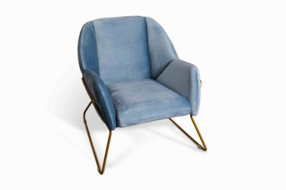 Fotel aksamitny Ambonn błękitny