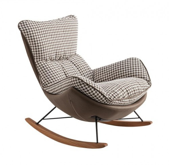 Fotel bujany brązowa pepitka Otilia