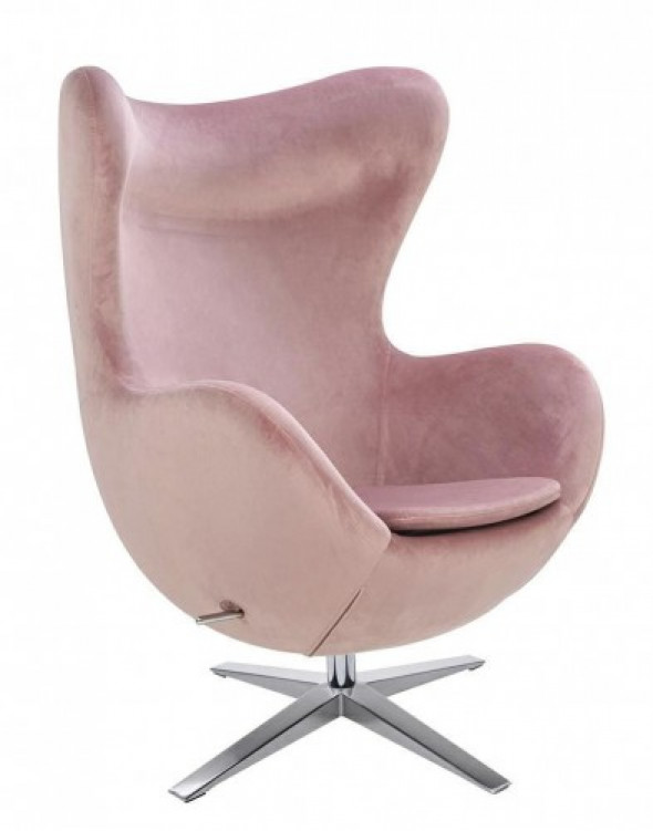Fotel Egg szeroki Velvet brudny róż