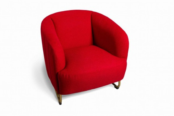 Fotel FAM soczysta czeriweń, złote nóżki