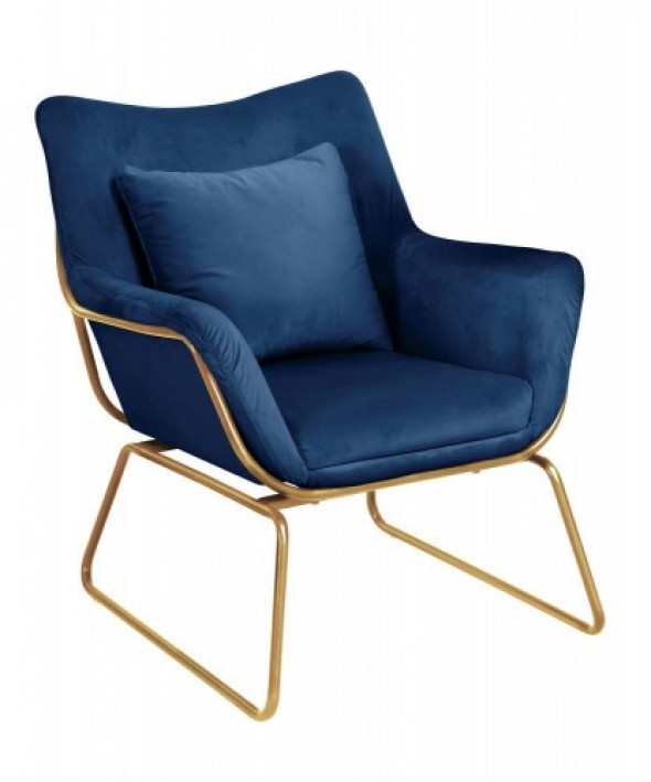 Fotel Kavos granatowy aksamit złoto