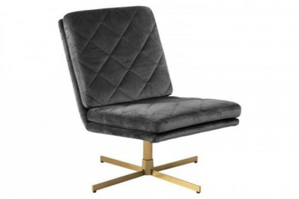 Fotel obrotowy CARRERA ciemny szary - welur, złota podstawa ACTONA