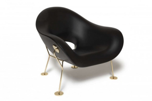 Fotel Pupa czarno - mosiężny