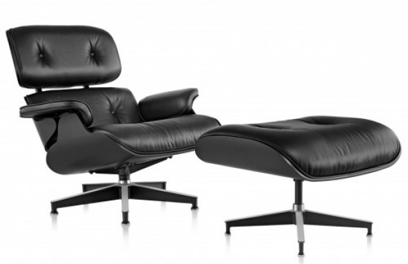 Fotel z podnóżkiem insp. Lounge Chair All Black