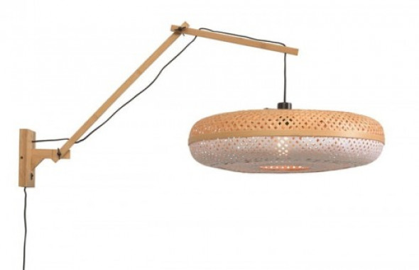 Kinkiet duży naturalny Palawan 60x15 klosz biały