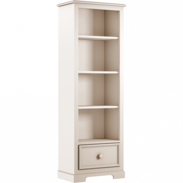 Klasyczny regał z szufladą w kolorze kości słoniowej