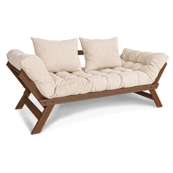 Kompaktowa sofa Allegro Walnut rozkładana jasny beż/ orzech