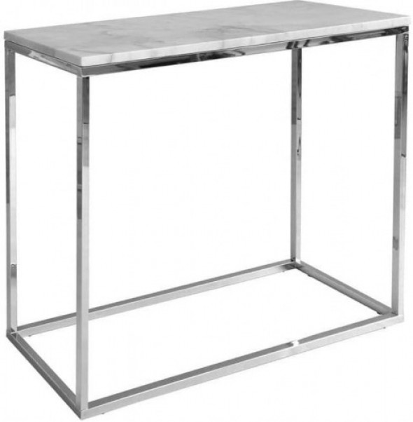 Konsola Accent biały marmur podstawa chrom