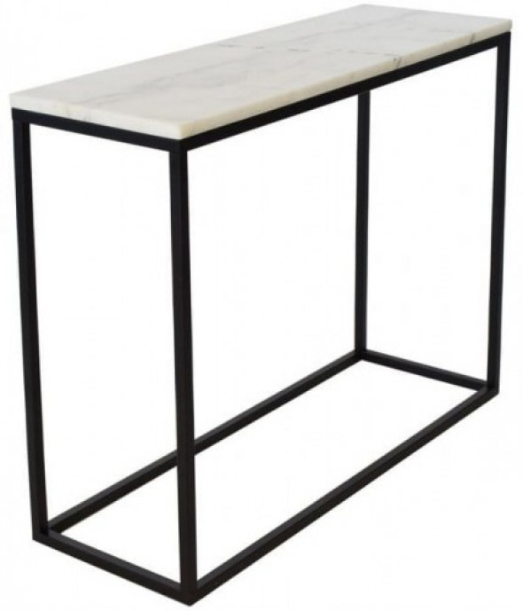 Konsola Accent biały marmur podstawa czarna
